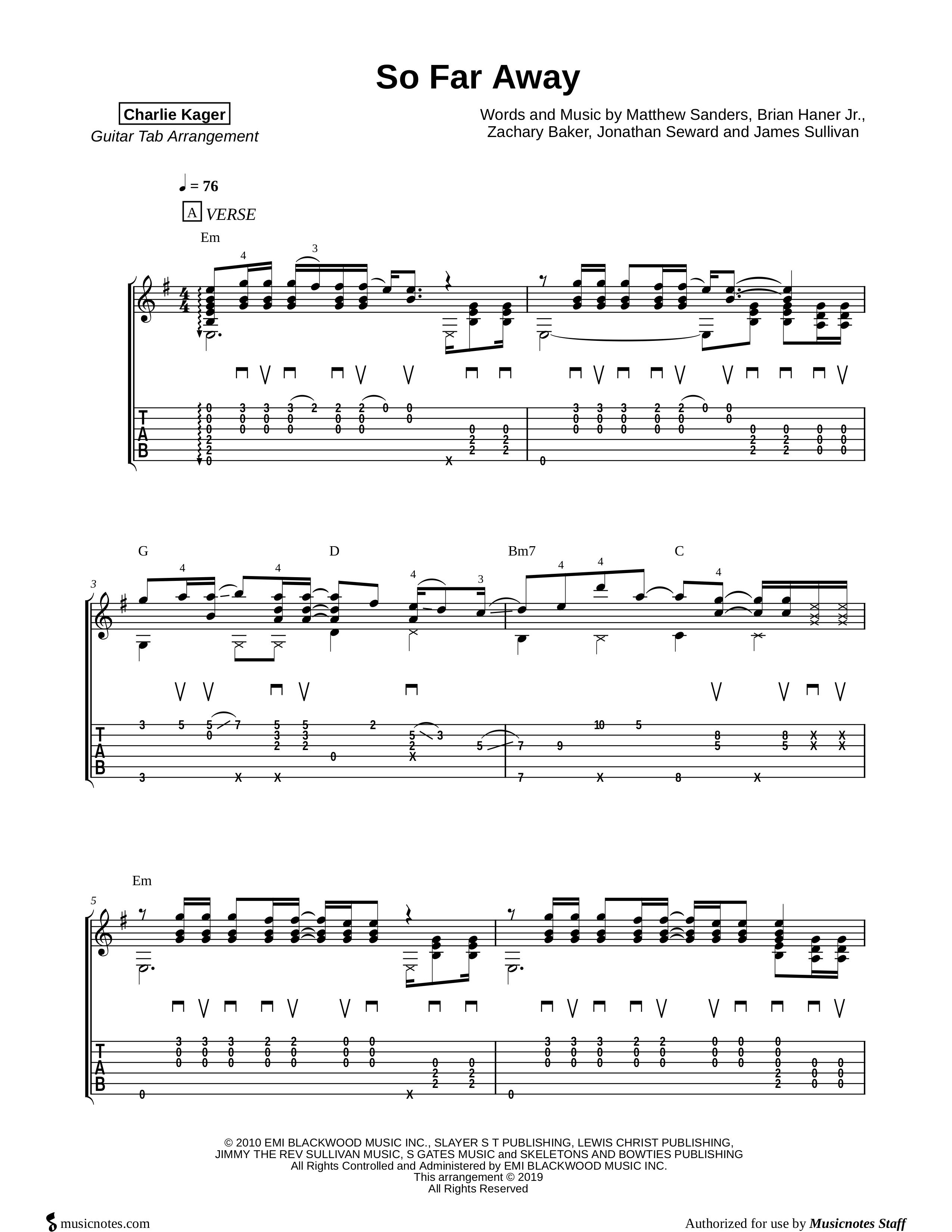 So Far Away Intro Tab Avenged Sevenfold