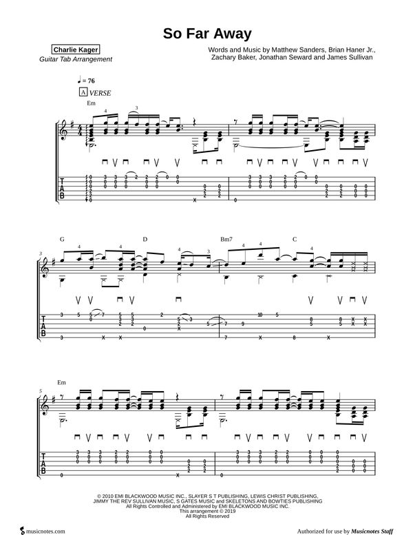 So Far Away Avenged Sevenfold Guitar Solo Tab Cover TABS