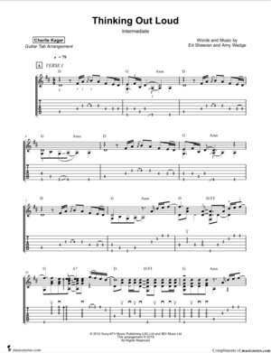 Thinking Out Loud Ed Sheeran Fingerstyle Guitar Tab Sheet Music cktab_preview