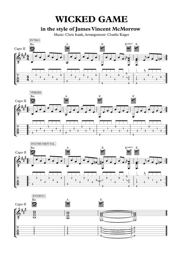 Wicked Game Chris Isaak James Vincent McMorrow Fingerstyle Guitar Tab Download FREE